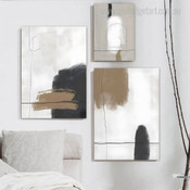 Brush Effects Abstract Modern Artwork Photo 3 Panel Canvas Set for Room Wall Garniture