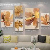 Yellow Flowers Floral Abstract Modern Artwork Image 5 Piece Wall Art for Room Wall Ornament