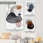 Dapple Stains Abstract Watercolor Modern Artwork Photo 3 Panel Canvas Set for Room Wall Garniture