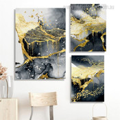 Golden Slur Modern Abstract Artwork Image 3 Piece Wall Art for Room Wall Ornament