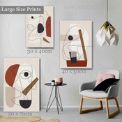 Curved Strokes Scansion Lines Abstract Scandinavian 3 Multi Panel Wall Artwork Photograph Stretched Print on Canvas for Room Trimming
