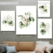 Blossom Monstera Leaflets Watercolor Photograph Botanical 4 Piece Set Canvas Print Wall Hanging Artwork Onlay