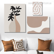 Boho Vase Minimalist Abstract Modern Still Life Artwork Photo 3 Panel Canvas Set for Room Wall Spruce