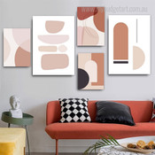 Rectangular Stains Boho Minimalist Abstract Artwork Photo 5 Panel Canvas Set for Room Wall Onlay