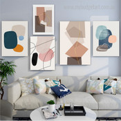 Color Blocks Minimalist Geometric Abstract Modern Artwork Image 5 Piece Wall Art for Room Wall Spruce