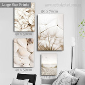 Sunset Beach Landscape Floral Abstract Modern Artwork Image 4 Piece Wall Art for Room Wall Decoration