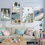 Shoreline Beach Nature Landscape Modern Artwork Photo 5 Piece Wall Art Set for Room Ornament