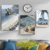 Straw Hat Nature Landscape Modern Artwork Picture 3 Piece Canvas Art for Room Onlay