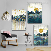 Geometric Mountain Abstract Landscape Nordic Canvas Artwork 3 Piece Wall Art for Room Wall Adornment