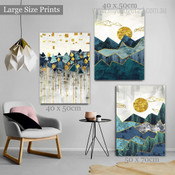 Geometric Mountain Abstract Landscape Nordic Wall Canvas Photo 3 Panel Canvas Set for Room Wall Spruce