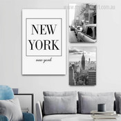 Alpaca Taxi New York Sky Landscape 3 Multi Panel Set Vintage Rolled Painting Photograph Print on Canvas Home Wall Ornamentation