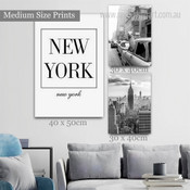 Alpaca Taxi New York Clouds Vintage Cheap 3 Panel Landscape Wall Art Photograph Stretched Canvas Print for Room Décor