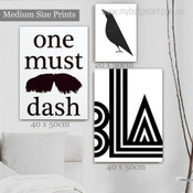 One Must Dash Spots Modern 3 Multi Panel Painting Set Photograph Typography Print on Canvas for Wall Hanging Adornment