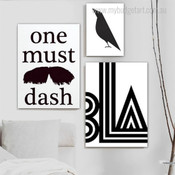 One Must Dash Typography Modern Stretched Photograph 3 Piece Set Canvas Print for Room Wall Art Assortment
