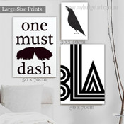 One Must Dash Modern Photograph Typography 3 Piece Set Wrapped Rolled Canvas Print Wall Hanging Artwork Arrangement