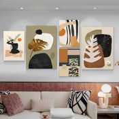 Nude Lassie Figure Spots Abstract Scandinavian Photograph 5 Piece Set Artwork Wrapped Rolled Canvas Print for Room Wall Embellishment