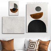 Semi And Full Spheres Abstract Photograph Rolled Wrapped 3 Multi Piece Modern Set Canvas Print for Room Wall Painting Onlay
