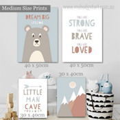 Little Man Cave Kids Quote Framed Artwork Picture 4 Piece Canvas Art for Room Wall Ornament