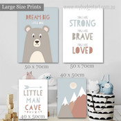 Little Man Cave Kids Quote Framed Artwork Image 4 Piece Wall Art for Room Wall Decoration