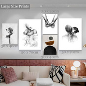 Couple Kiss Backside Figure Modern Abstract Photograph 5 Piece Set Stretched Artwork Canvas Print for Room Wall Garnish