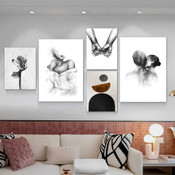 Couple Kiss Backside Figure Abstract 5 Piece Set Modern Stretched Canvas Print Photograph for Room Wall Art Garniture