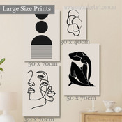 Nude Fashionable Lassie Circles Modern Minimalist Figure 4 Multi Panel Wall Artwork Photograph Stretched Print on Canvas for Room Trimming