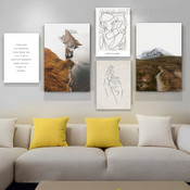 Hands Touching Abstract Figure Landscape Stretched Artwork Photo 5 Piece Wall Art Set for Room Ornament