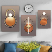 Golden Rings Abstract Nordic Gold Geometric Artwork Picture 3 Piece Canvas Art for Room Wall Garnish