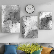 Grey Speckles Dots Abstract Modern Stretched Photograph 3 Multi Panel Set Art Modern Canvas Print for Room Wall Flourish