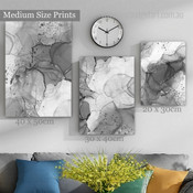 Grey Speckles Spots Modern Abstract Rolled Photograph 3 Piece Set Modern Canvas Print for Room Wall Artwork Outfit
