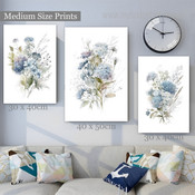 Blossom Leafage Flowers Watercolor Floral 3 Multi Panel Painting Set Photograph Rolled Canvas Print for Room Wall Getup