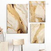 Gold Mackle Marble Lines Modern Stretched Cheap 3 Multi Panel Wall Art Photograph Abstract Canvas Print for Room Décor