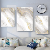 Gold And Grey Flaws Marble Abstract Modern Photograph 3 Piece Set Artwork Wrapped Rolled Canvas Print for Room Wall Embellishment