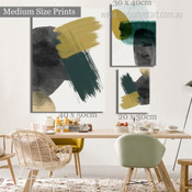 Blemish Brush Effect Modern 3 Multi Panel Abstract Minimalist Painting Set Photograph Rolled Canvas Print for Room Wall Getup