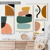 Quarter And Half Scansion Circles Modern Minimalist 5 Multi Panel Wrapped Rolled Wall Artwork Photograph Abstract Print on Canvas for Room Disposition