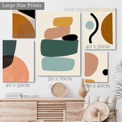 Quarter And Half Scansion Spots Abstract Minimalist 5 Panel Set Painting Photograph Modern Rolled Canvas Print Home Wall Drape