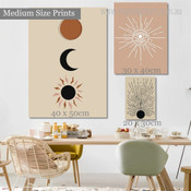 Sun And Moon Rays Minimalist Naturescape Photograph 3 Piece Set Scandinavian Stretched Artwork Canvas Print for Room Wall Garnish