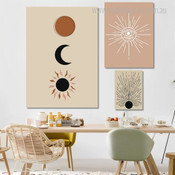 Sun And Moon Rays Naturescape 3 Piece Set Scandinavian Minimalist Stretched Canvas Print Photograph for Room Wall Art Garniture