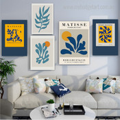 Matisse Leafage Spots Modern 5 Panel Set Abstract Botanical Painting Photograph Canvas Stretched Print Home Wall Ornament