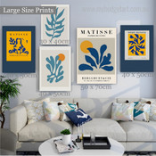 Matisse Leafage Modern Abstract Botanical 5 Multi Panel Wall Artwork Photograph Stretched Print on Canvas for Room Trimming