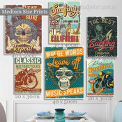 The Best Surfing California Vintage Abstract Typography 6 Multi Panel Wall Artwork Photograph Stretched Print on Canvas for Room Trimming