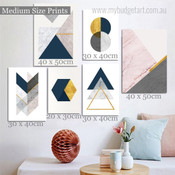 Half Scansion Triangles Circles Modern 6 Multi Panel Abstract Geometric Painting Set Photograph Rolled Canvas Print for Room Wall Garnish