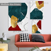 Chromatic Flecks Alignment Modern Abstract Rolled Photograph 3 Piece Set Modern Canvas Print for Room Wall Artwork Outfit