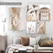 Designer Enter Gate Landscape Abstract 5 Piece Set Scandinavian Rolled Painting Photograph Print on Canvas Home Wall Drape