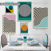 Bold Strokes Orb Spots Minimalist Abstract Rolled Photograph 5 Piece Modern Set Canvas Print for Room Wall Artwork Equipment