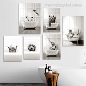 Elephant Penguin Dog Animal Modern Stretched Photograph 6 Piece Set Canvas Print for Room Wall Art Onlay