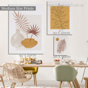 Leaflets Tarnish Vase Abstract Rolled Photograph 3 Piece Scandinavian Botanical Set Canvas Print for Room Wall Artwork Equipment