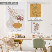 Leaflets Tarnish Vase Spots Botanical Scandinavian Photograph Abstract Rolled Wrapped 3 Multi Piece Set Canvas Print for Room Wall Painting Flourish