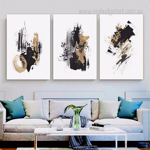 Tarnishes Abstract Modern Artwork Image 3 Piece Multi Panel Canvas Wall Art Prints For Room Trimming