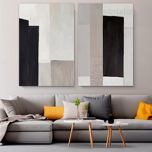 Brush Stroke Daub Abstract Contemporary Artwork 2 Piece Multi Panel Canvas Prints for Room Wall Adornment